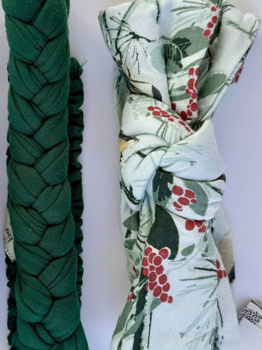 Kate Quinn Baby Headband Bundle – Green Braided + Winter Berry Knot  6–12M